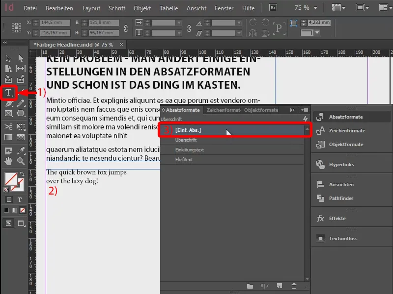 Colored headline effects via the formats