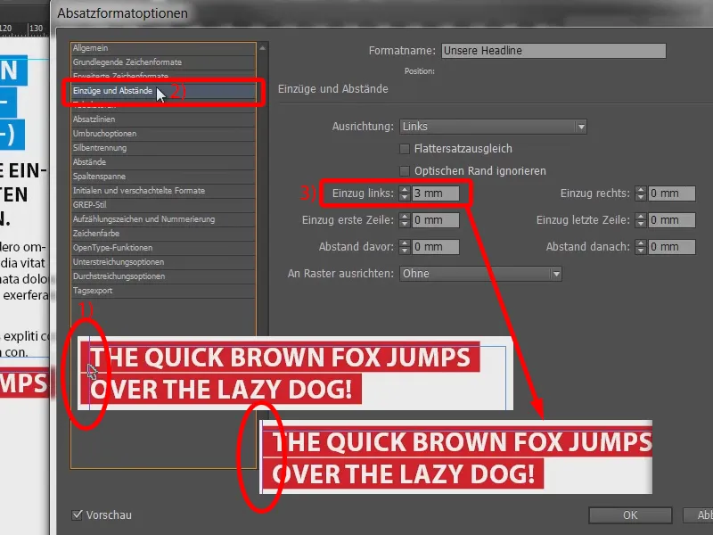 Colored headline effects via the formats