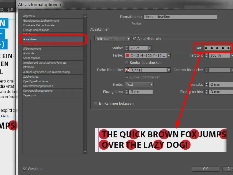 Colored headline effects via the formats