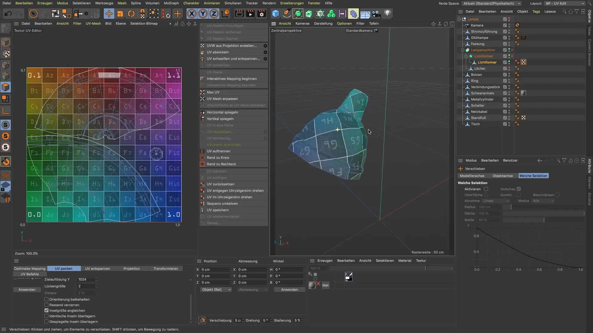 Optimalno razporejanje UV koordinat v programu BodyPaint 3D