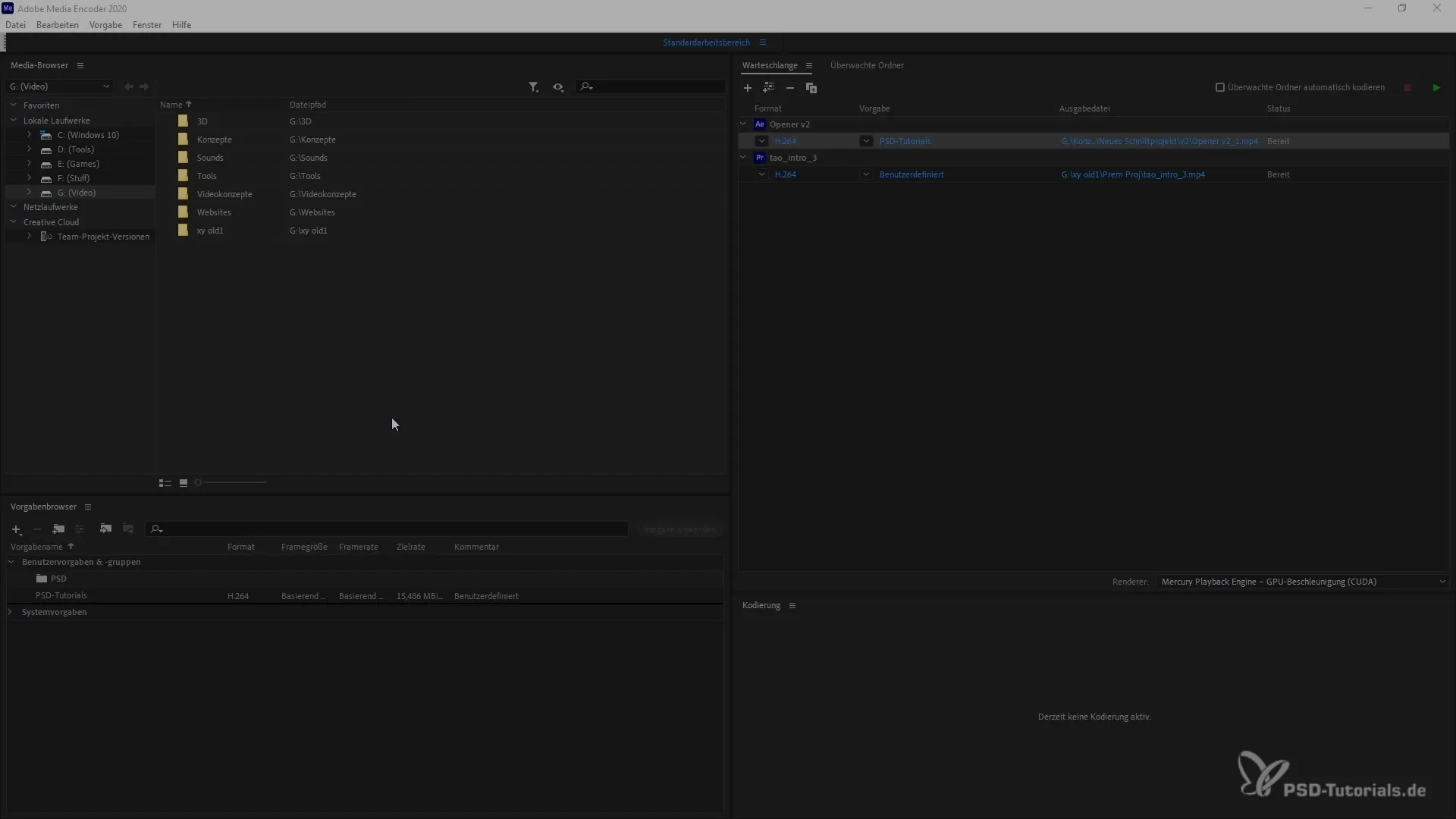 Adobe Media Encoder 2020에서 효율적인 프리셋 브라우저 사용