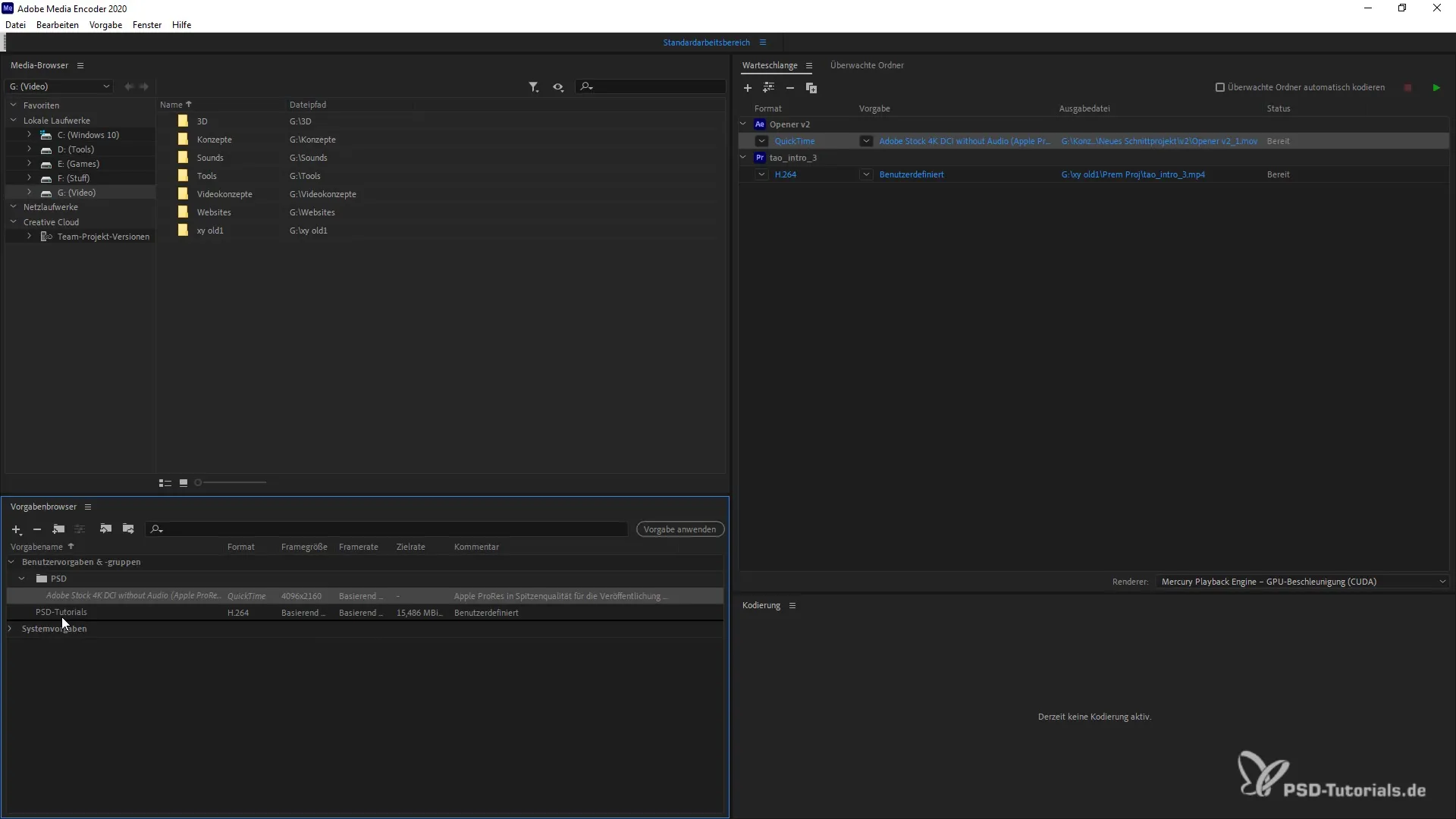 Adobe Media Encoder 2020에서의 효율적인 프리셋 브라우저 사용