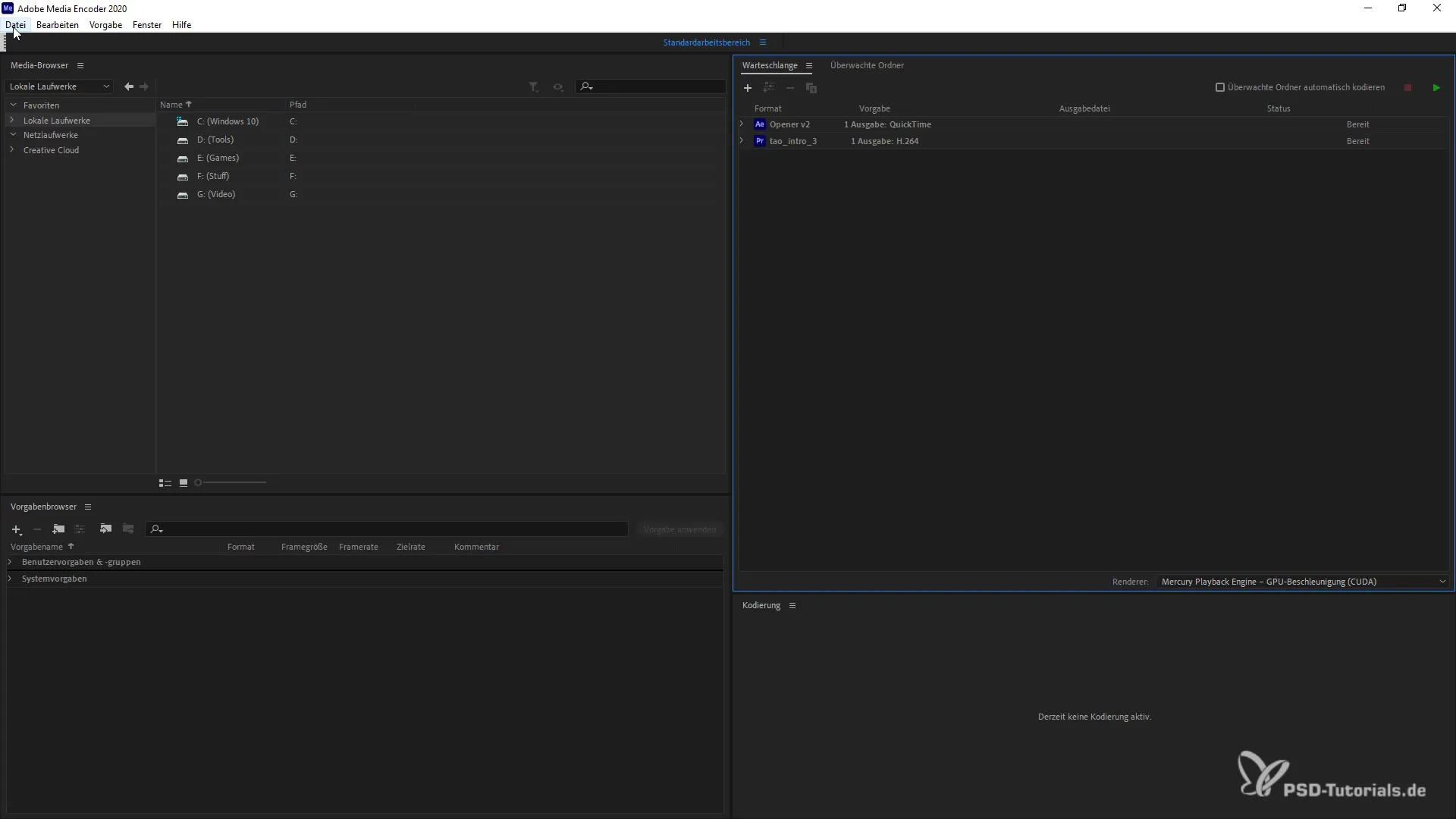 Adobe Media Encoder 2020에서 프로젝트를 효율적으로 관리하기