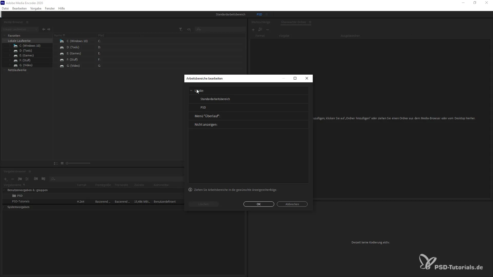 Adobe Media Encoder 2020을 개인화하세요