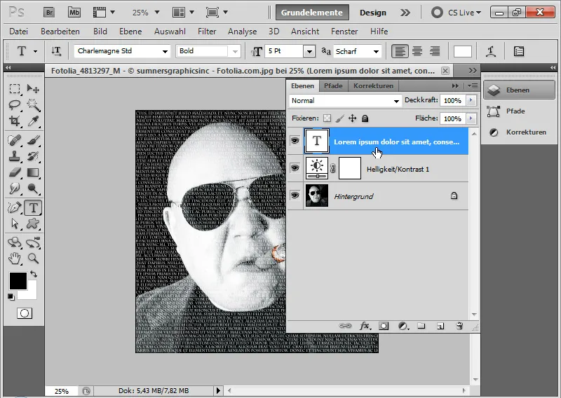 Lage et typografisk portrett effekt