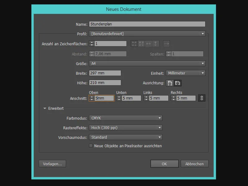 Kurti tvarkaraštį „Illustrator“ programoje.