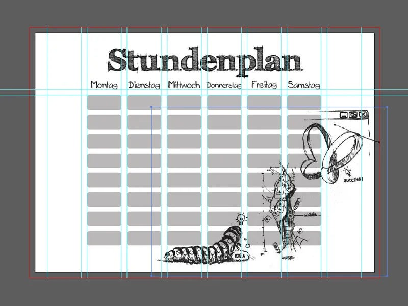 Kurtų tvarkaraštį sukurti „Illustrator“ programa.