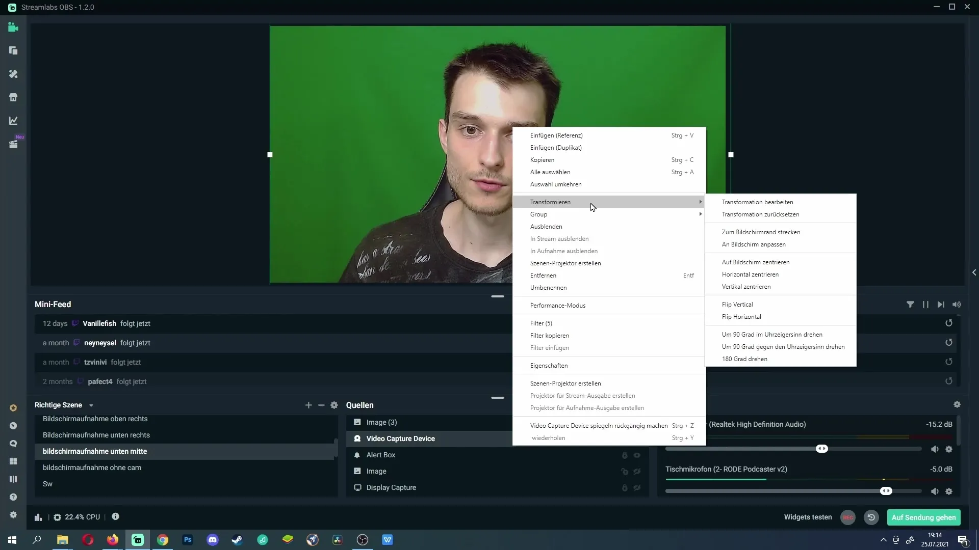 Αποτελεσματική ανατροπή webcam στο Streamlabs Αποτελεσματική αντανάκλαση webcam στο Streamlabs