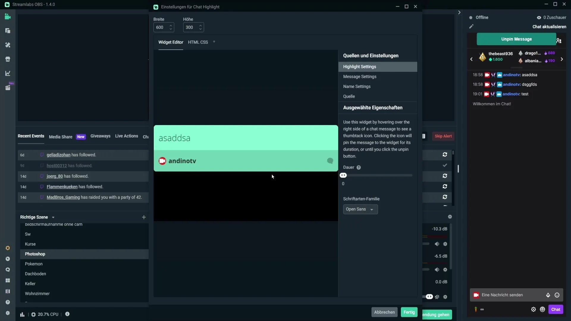 Chat-Highlight-Widget για εξαιρετικά ενημερωτικά ρεύματα Σημείο έντονης συνομιλίας για υψηλής πληροφορίας ροές