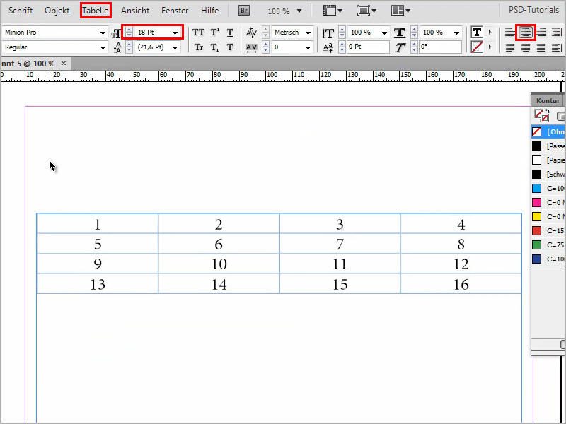 Adobe InDesign: Transparente Konturen in Tabellen erstellen