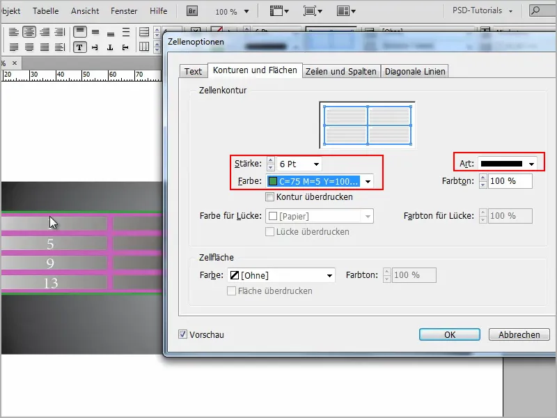 Suggerimenti e trucchi per Adobe InDesign: Creare contorni trasparenti nelle tabelle
