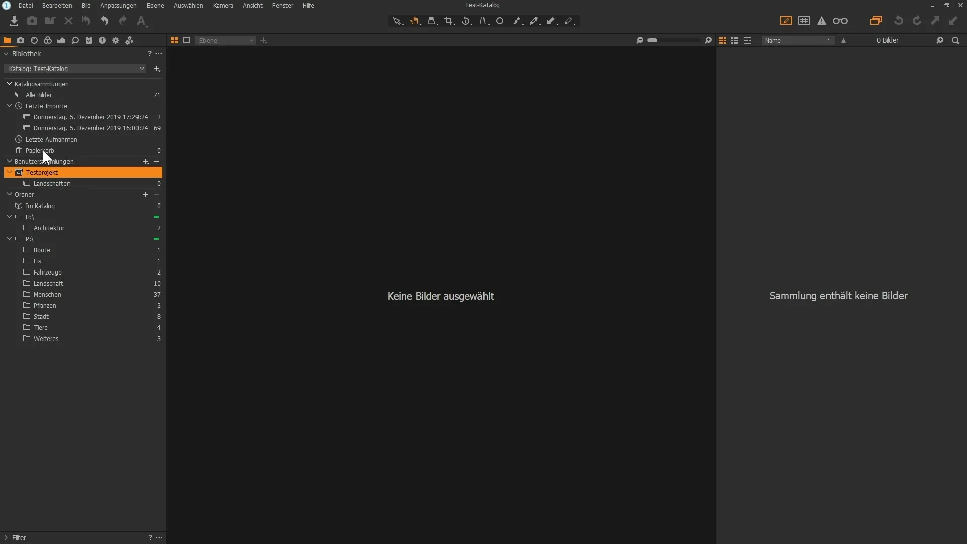 Administrarea proiectelor în Capture One Pro