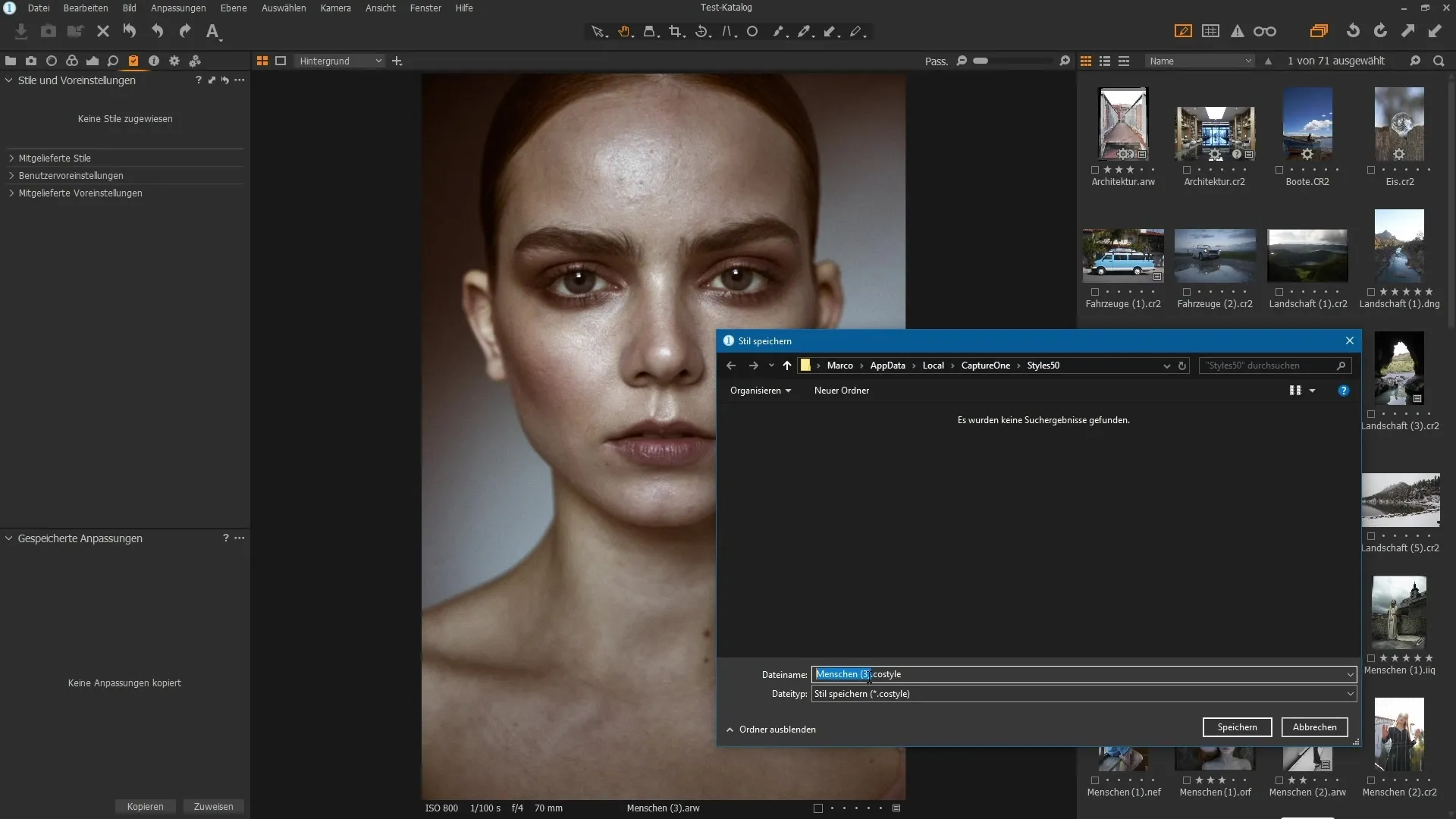 Creare e utilizzare stili in Capture One Pro