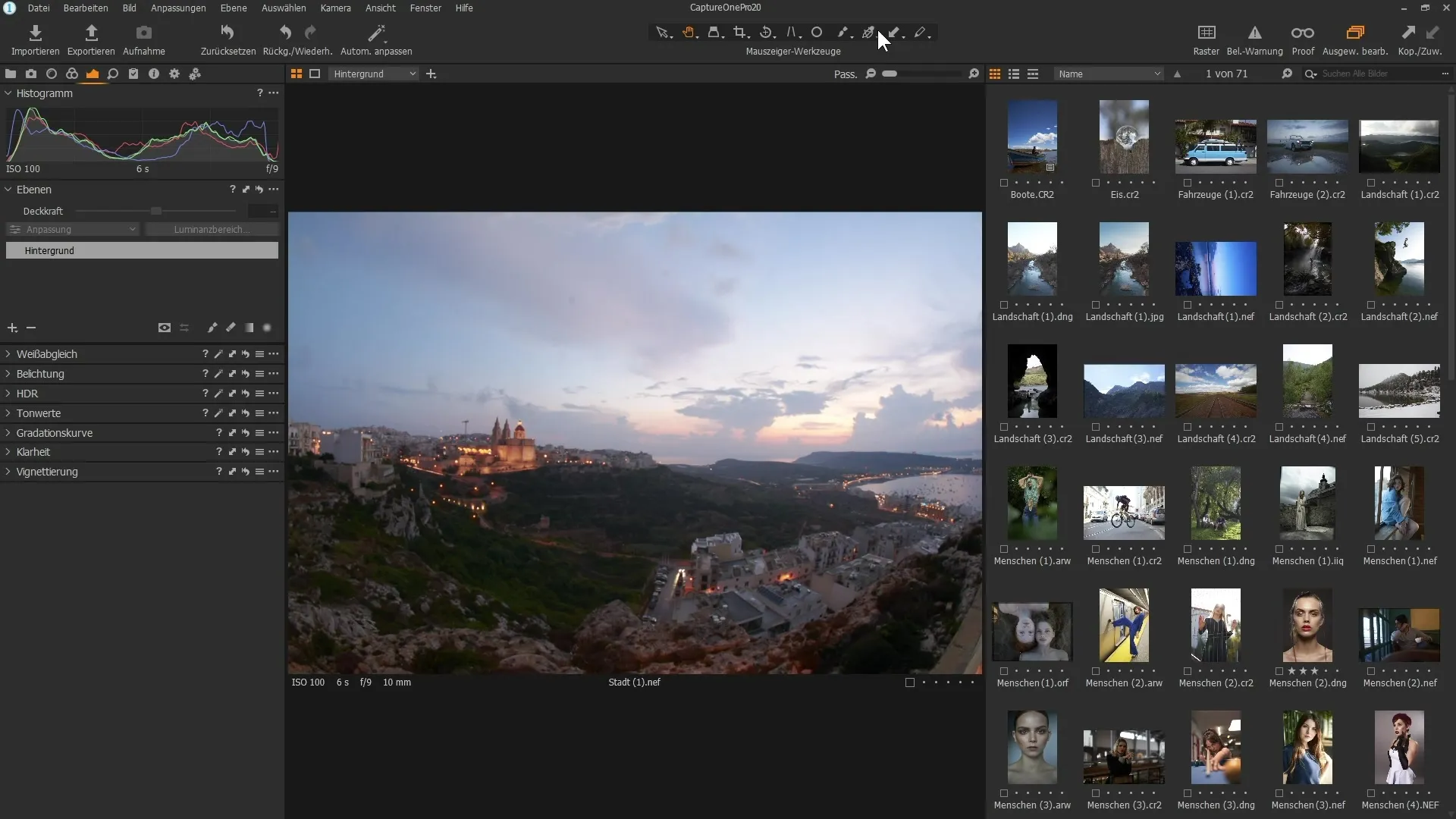 Benutzeroberfläche optimieren in Capture One Pro 20
