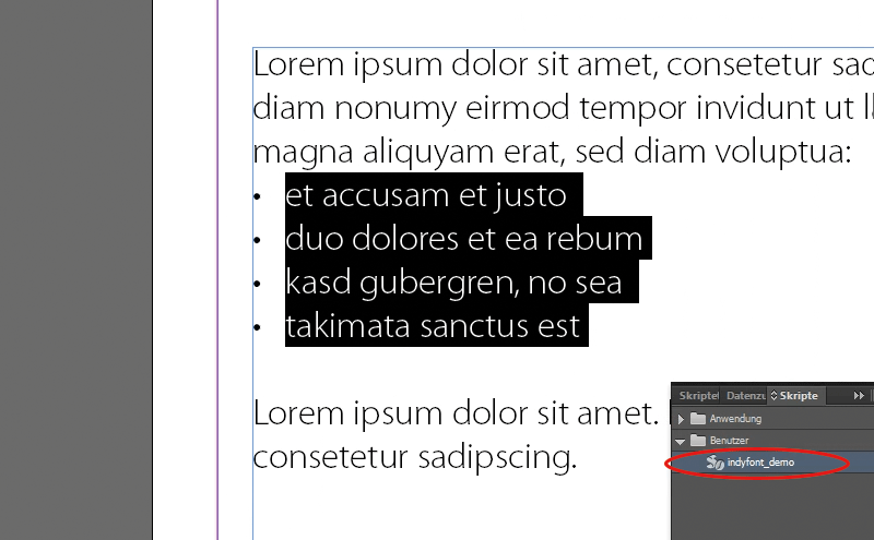 Create individual bullet points thanks to IndyFont