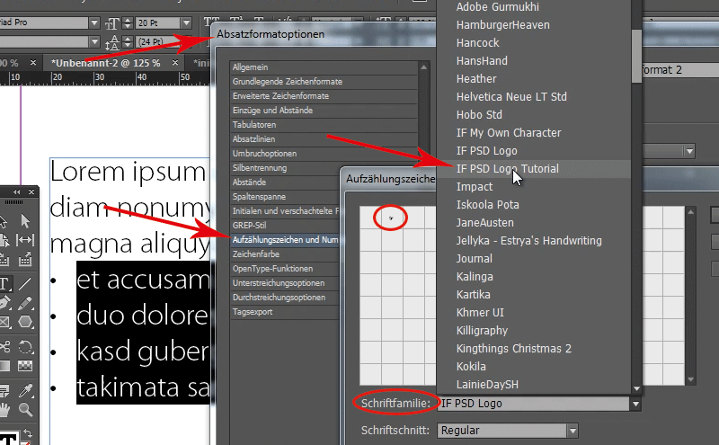 Create individual bullet points thanks to IndyFont