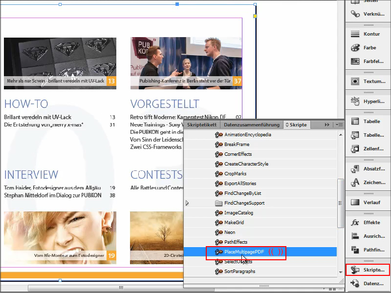 Adobe InDesign Mehrseitige PDFs importieren