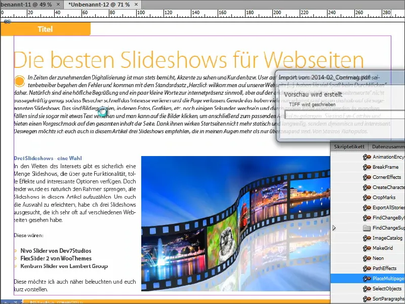 Suggerimenti e trucchi su Adobe InDesign: Importare PDF a più pagine.