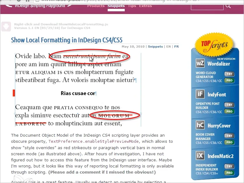 Tipy a triky k programu Adobe InDesign: Zobrazit odchylky ve formátování kliknutím