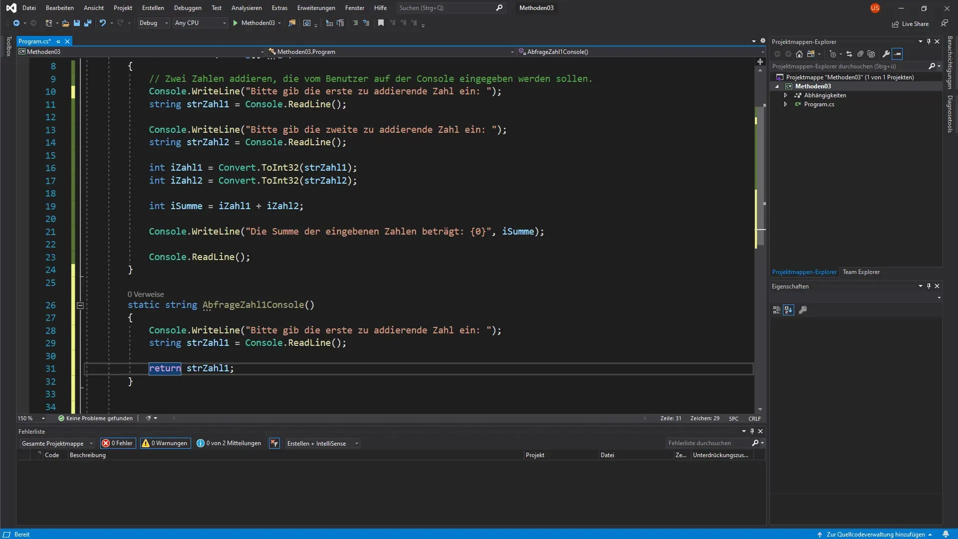 Create and use C# methods with return values Create and use C# methods with return values