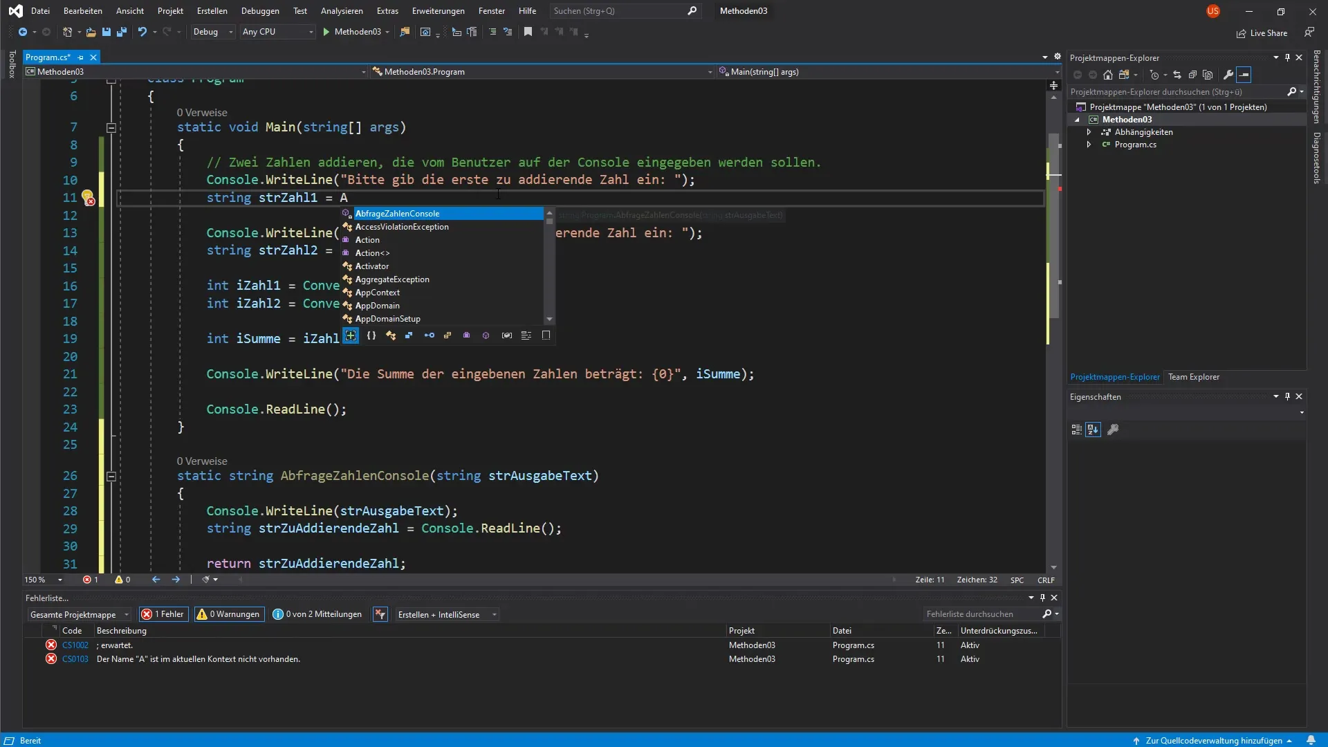 Create and use C# methods with return values Creating and using C# methods with return values