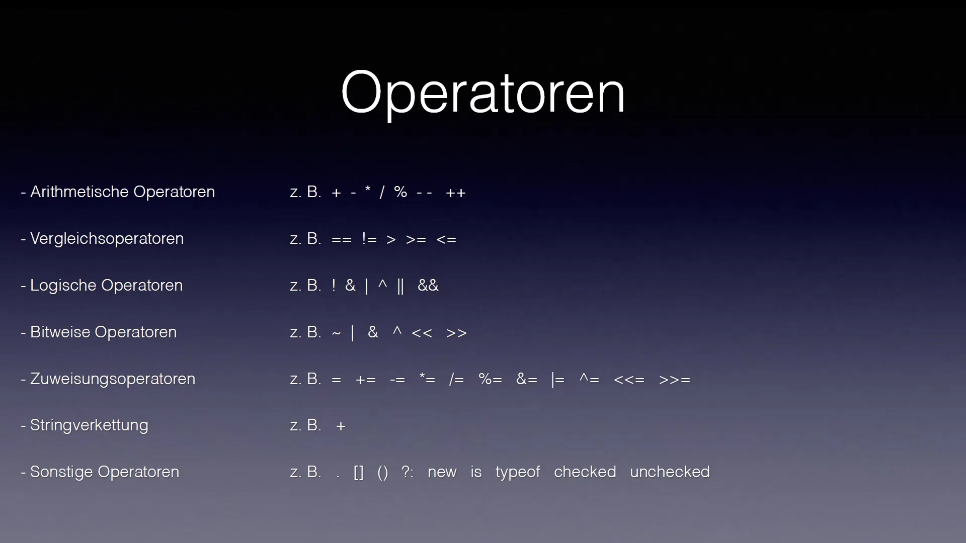 Begrip van de operatoren in C# voor programmeurs Begrip van de operatoren in C# voor programmeurs