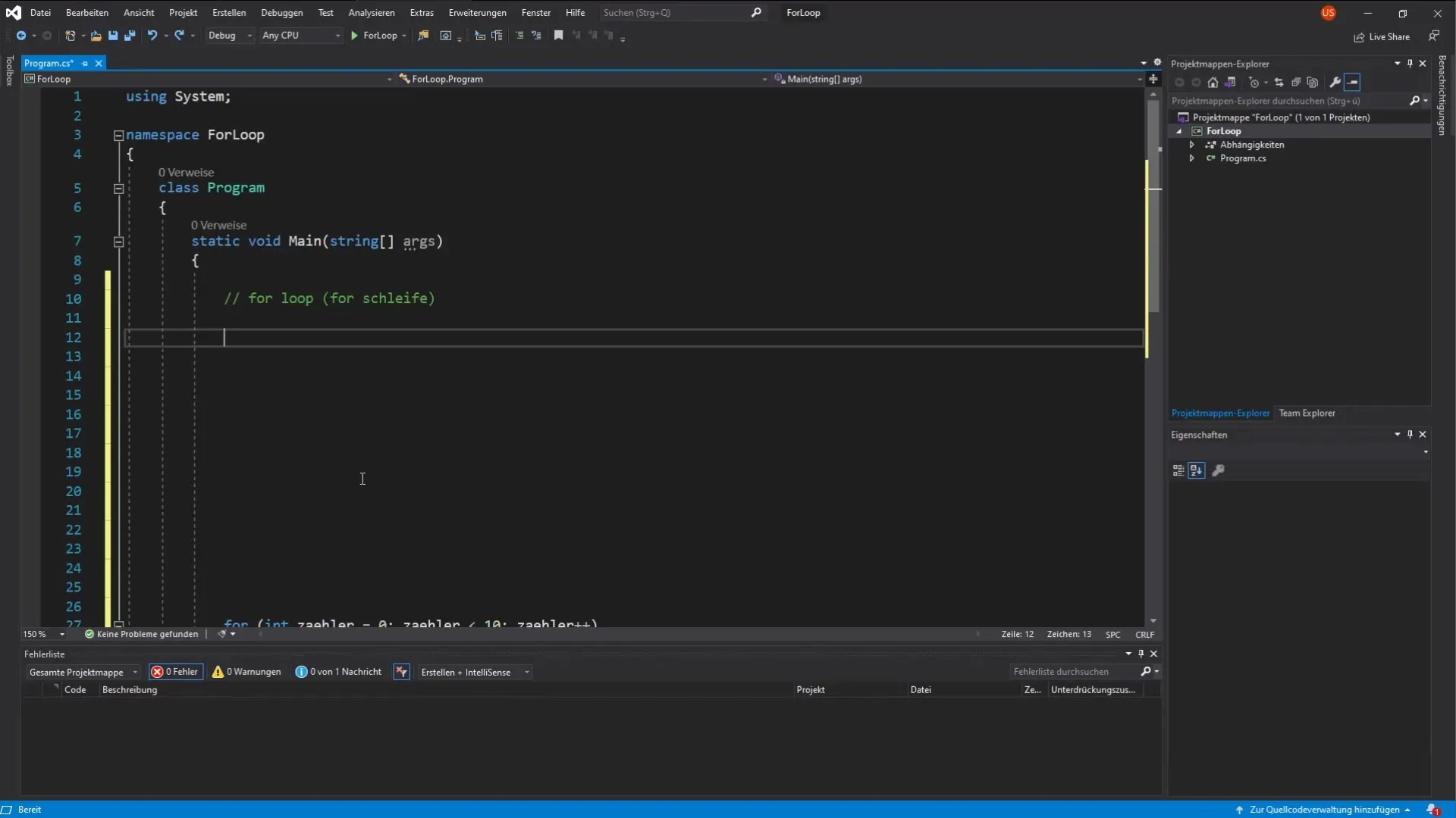 For-Schleifen in C# - Anwendung und Beispiele For-Schleifen in C# - Anwendung und Beispiele