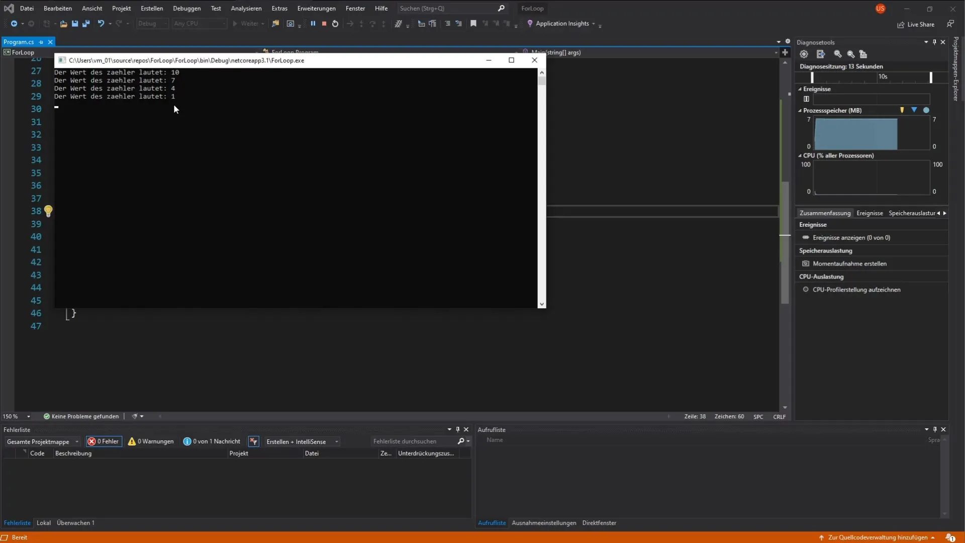 For-Schleifen in C# - Anwendung und Beispiele For-Schleifen in C# - Anwendung und Beispiele