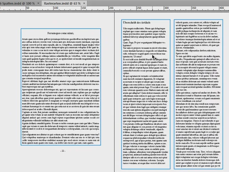 Ontwikkeling van ontwerprasters in InDesign