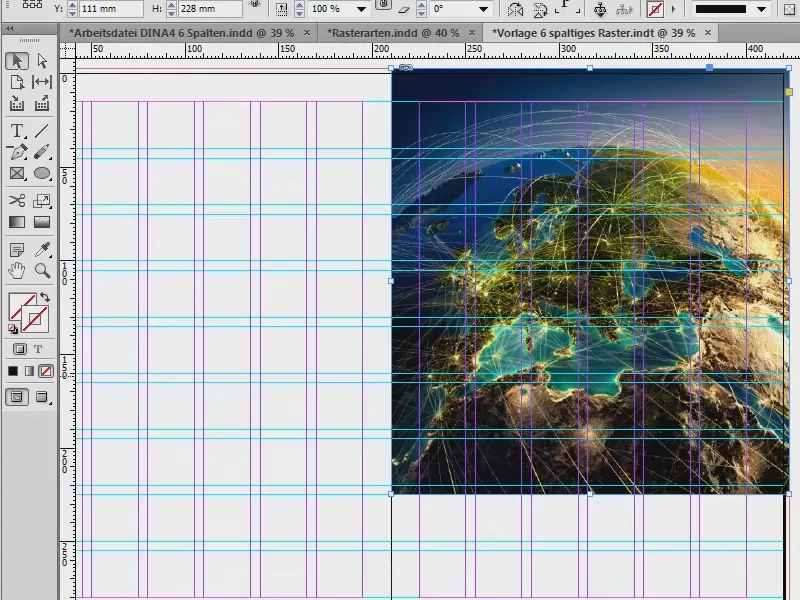 Ontwikkel een ontwerpraster in InDesign.