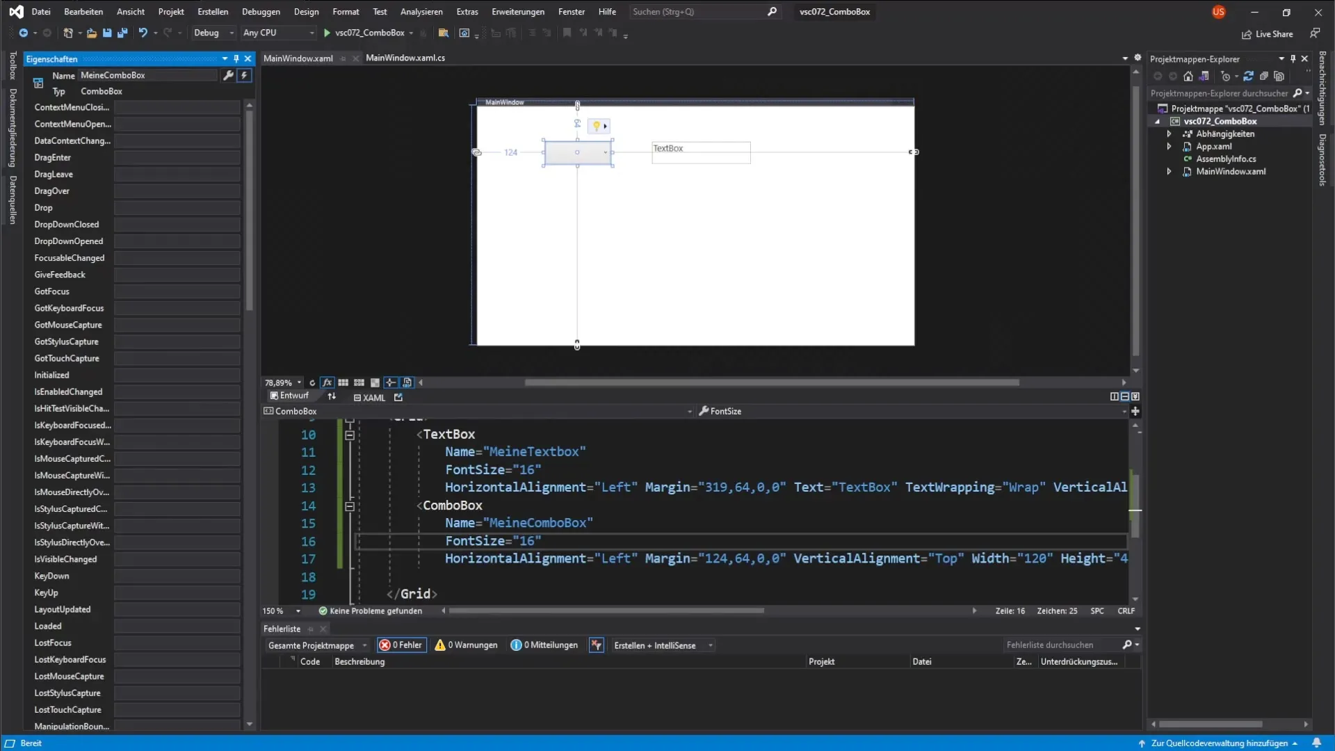 Combineer ComboBox met event-handler in WPF Combineer ComboBox met Event-Handler in WPF