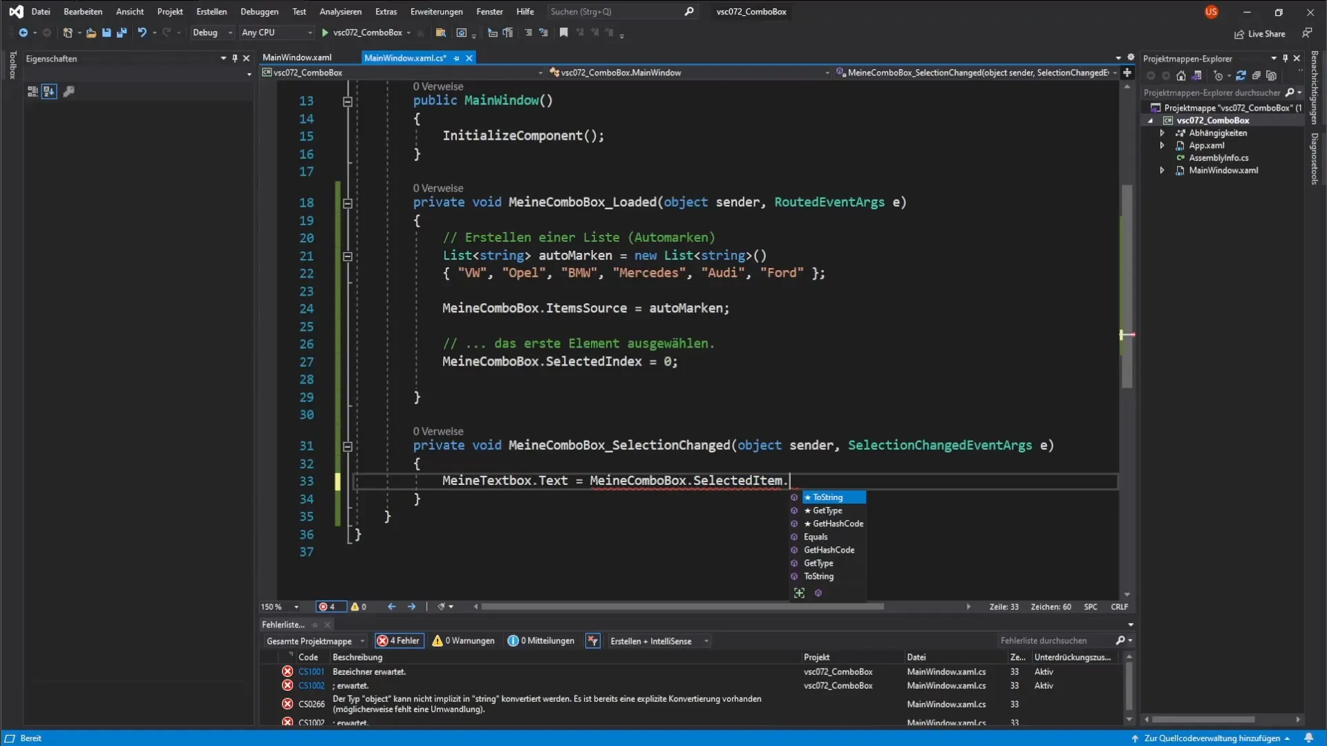 Combineer ComboBox met Event-Handler in WPF Combineer ComboBox met Event-Handler in WPF