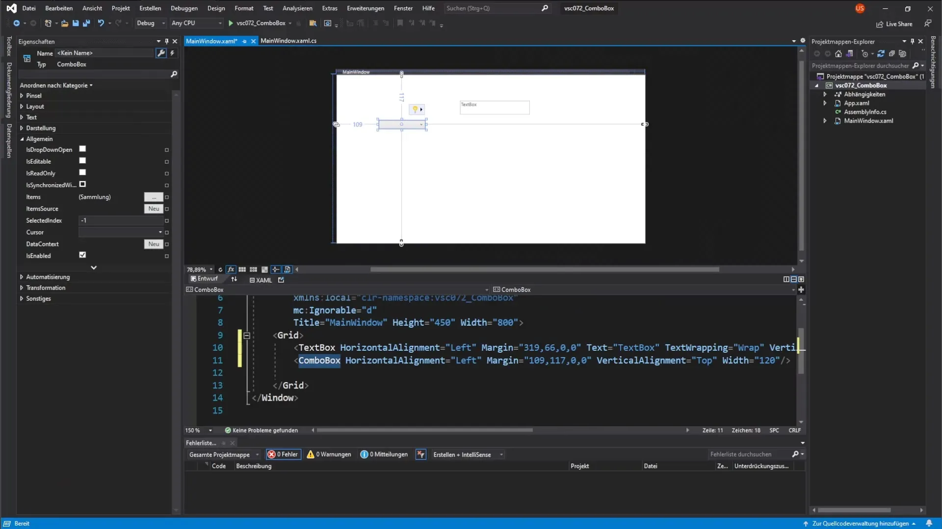 Combineer ComboBox met Event-Handler in WPF Combineer ComboBox met Event-Handler in WPF