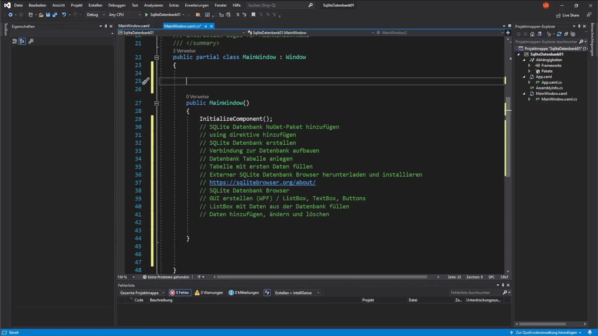 C#-verbinding met de SQLite-database opzetten C#-verbinding maken met de SQLite-database