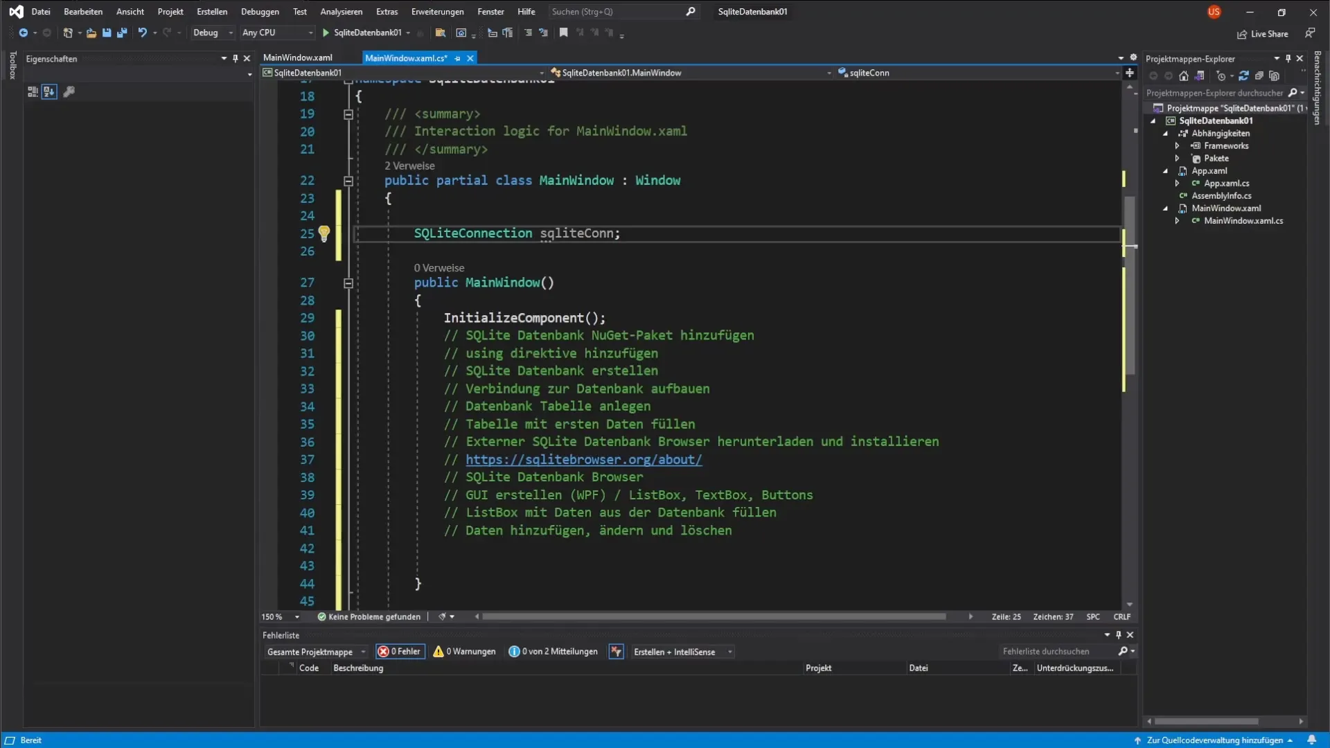 C#-verbinding maken met de SQLite-database C#-verbinding maken met de SQLite-database