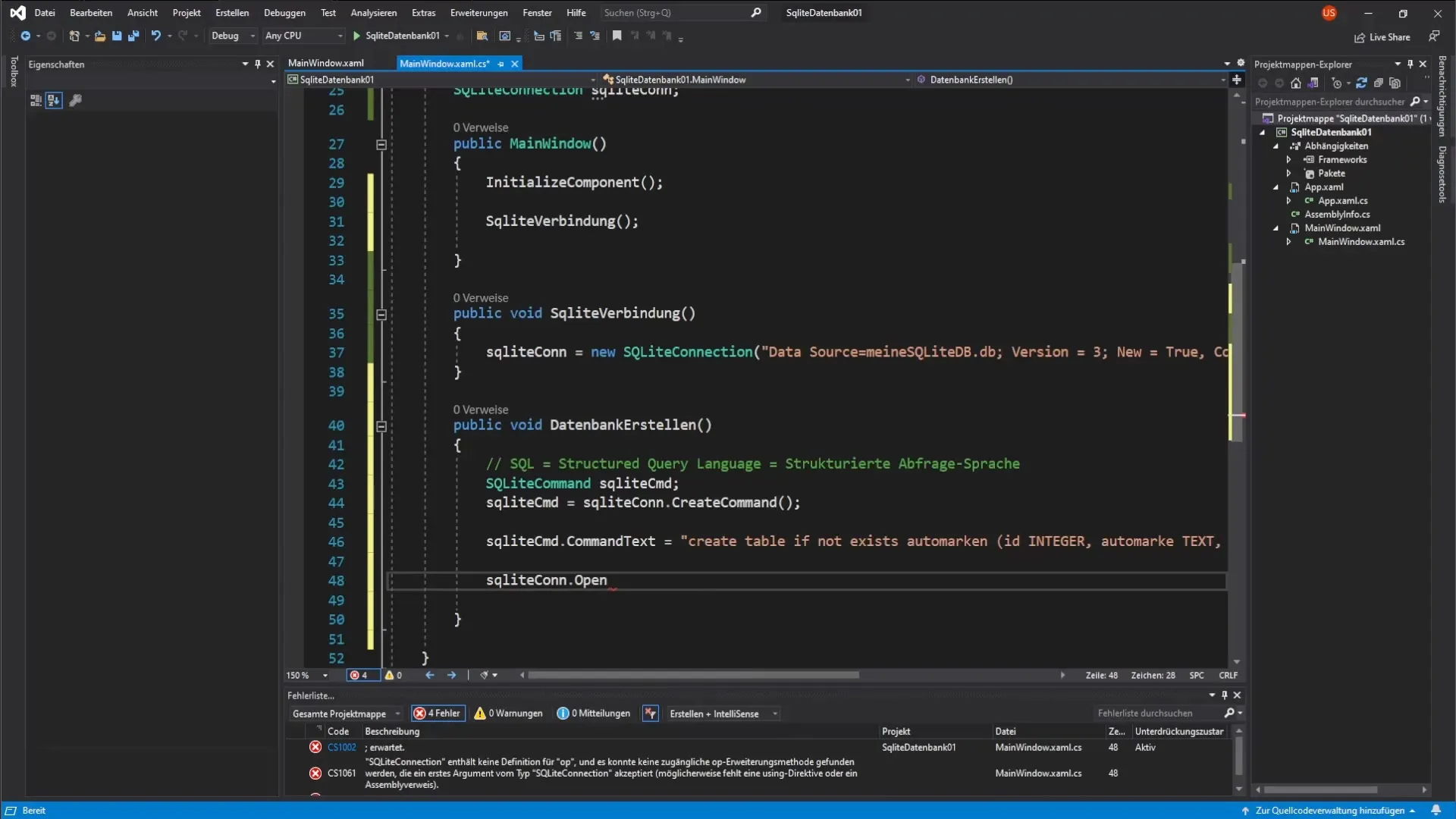 Succesvol een SQLite-database aanmaken in C# Succesvol een SQLite-database aanmaken in C#