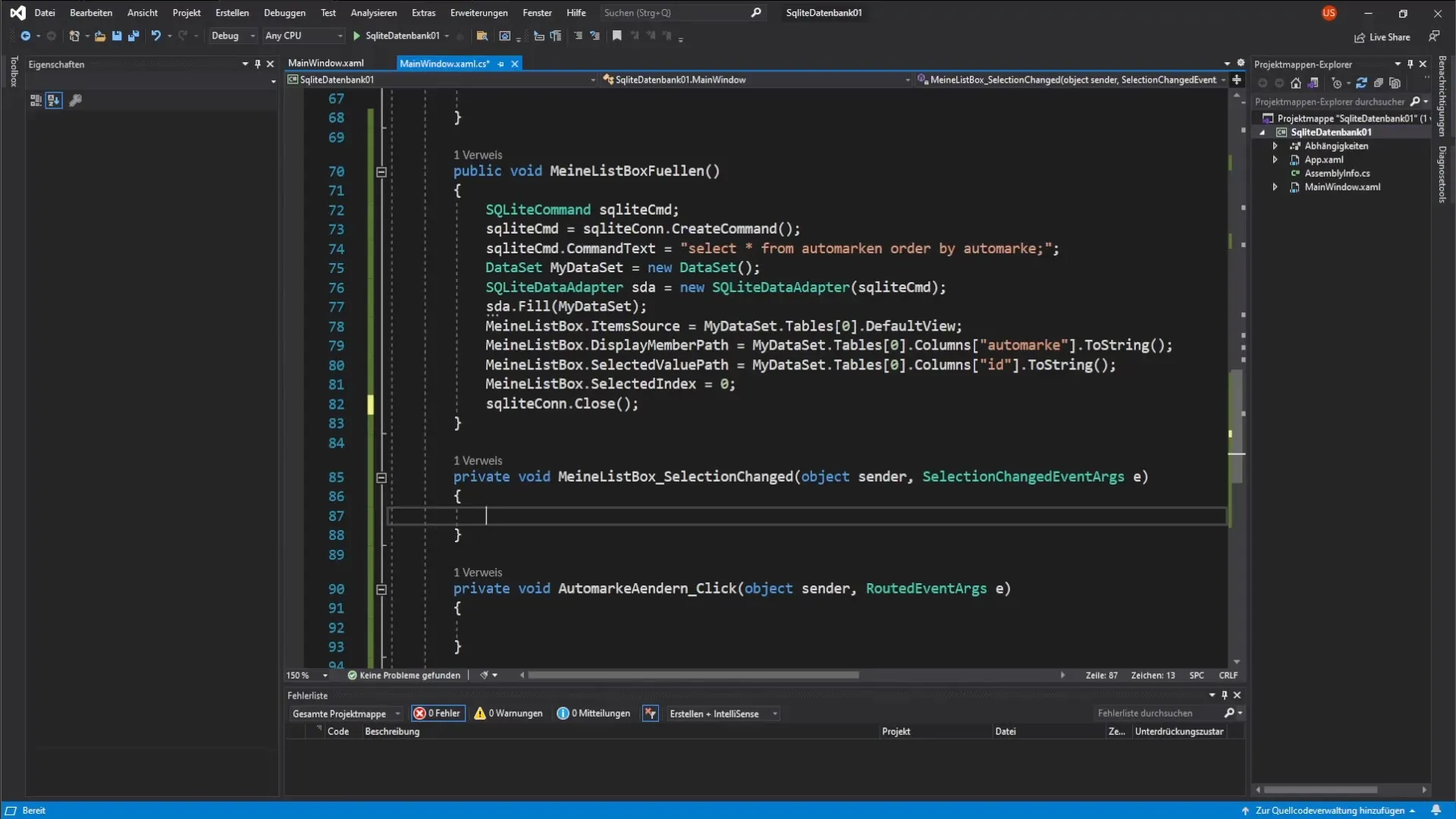 Dynamische koppeling van ListBox en TextBox in C# Dynamische koppeling van ListBox en TextBox in C#
