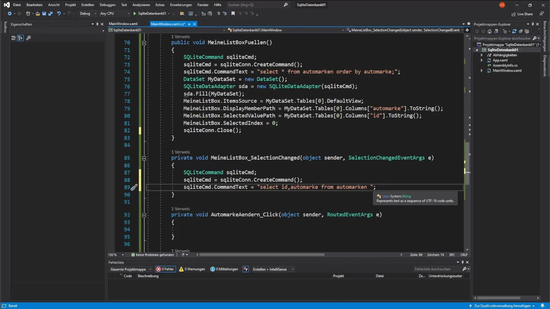 Dynamische koppeling van ListBox en TextBox in C# Dynamische koppeling van ListBox en TextBox in C#