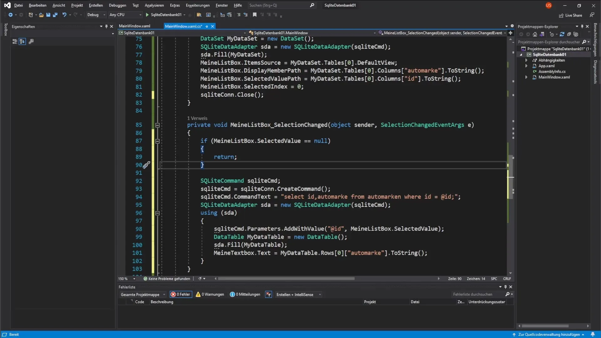 Dynamische koppeling van ListBox en TextBox in C# Dynamische koppeling van ListBox en TextBox in C#
