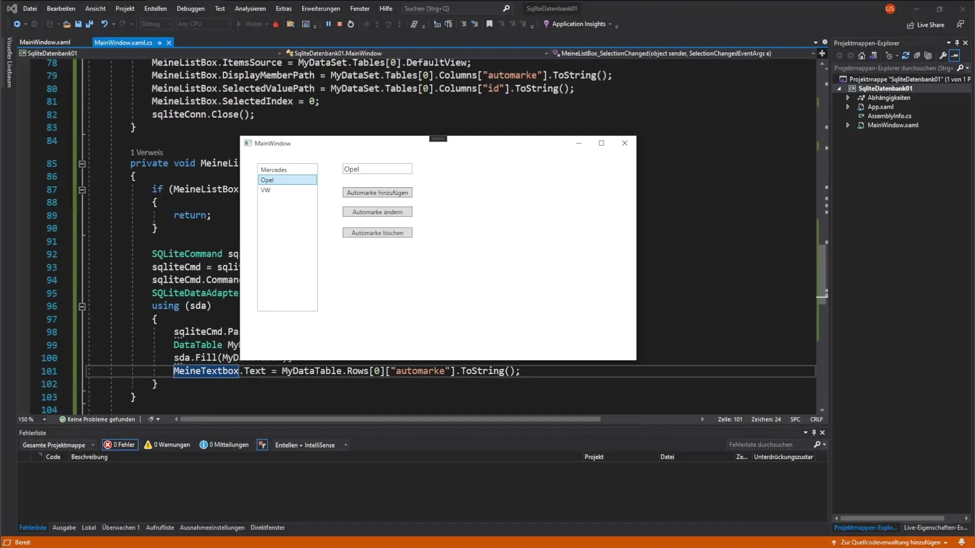 Dynamische koppeling van ListBox en TextBox in C# Dynamische koppeling van ListBox en TextBox in C#