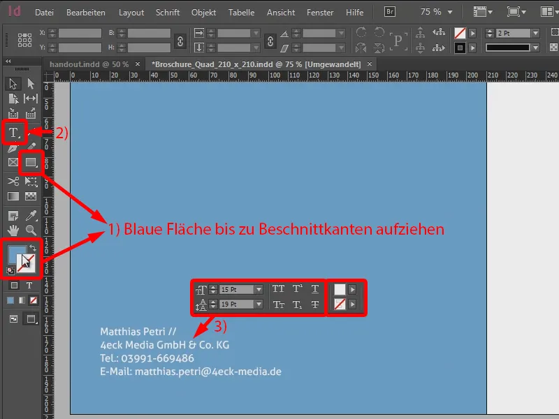 Vytvořit brožuru jako materiál k rozdání v programu InDesign.