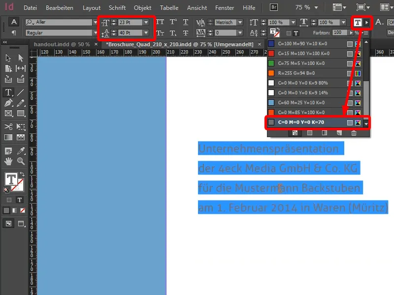 Vytvořit brožuru jako propagační materiál v programu InDesign.