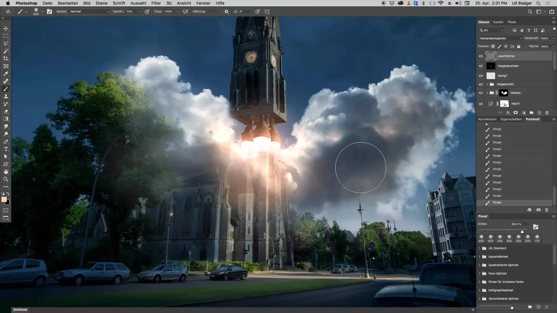 Создание светящихся облаков в Photoshop Создание светящихся облаков в Photoshop