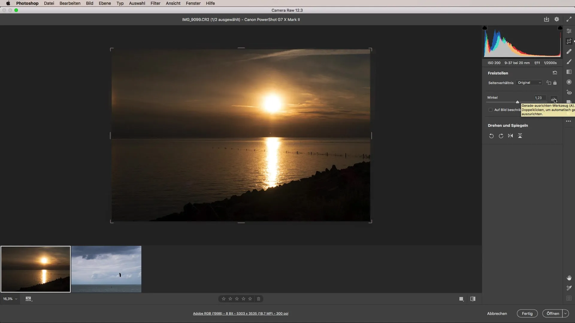 Livello dell'orizzonte con Adobe Camera Raw - Metodi semplici Raddrizzare l'orizzonte con Adobe Camera Raw - Metodi semplici