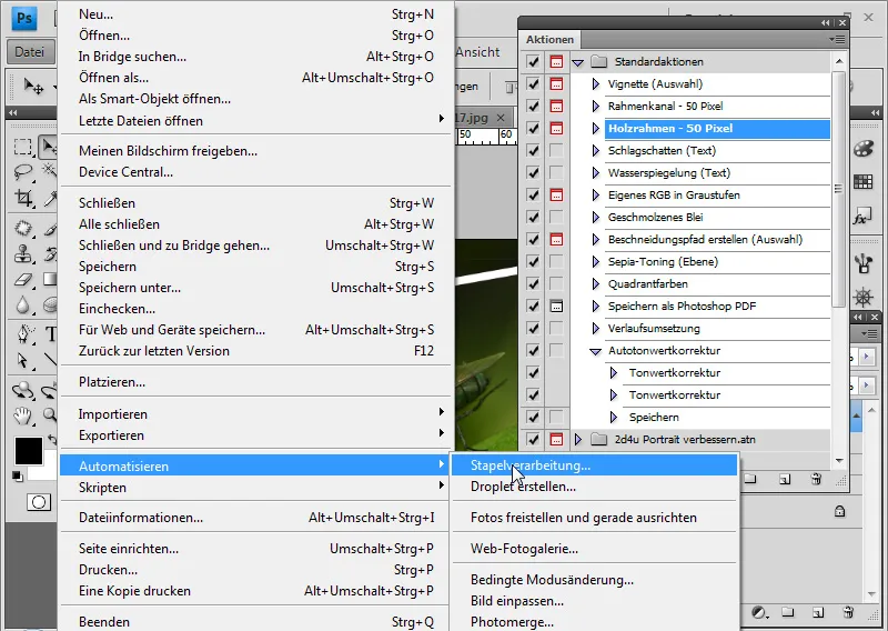Uporabljati akcije v programu Photoshop.