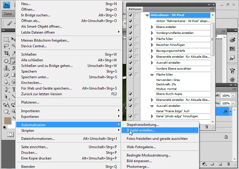 Uporabljajte akcije v programu Photoshop.