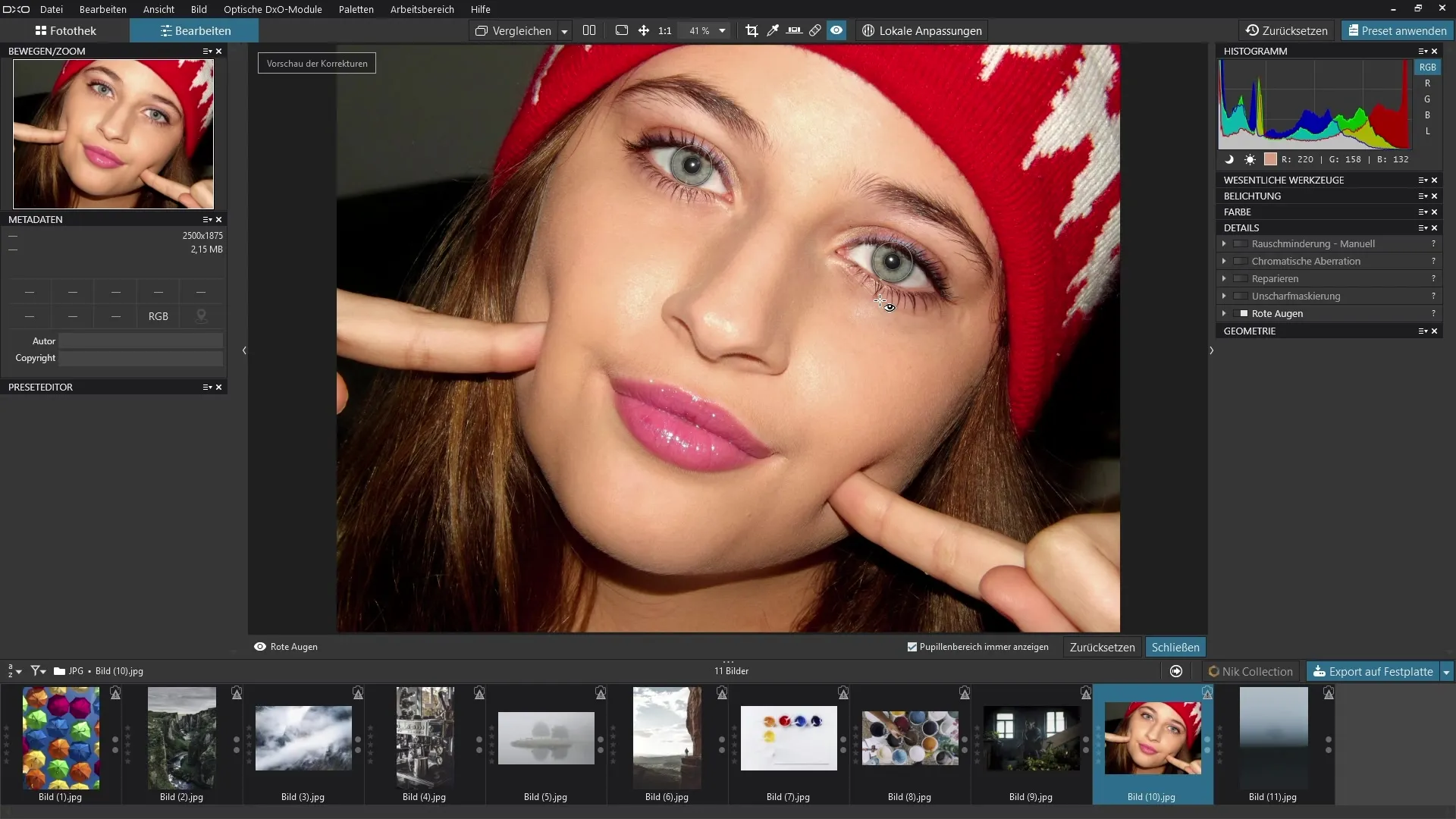Remover olhos vermelhos com o DxO PhotoLab – Instruções passo a passo Remover olhos vermelhos com o DxO PhotoLab – Guia passo a passo