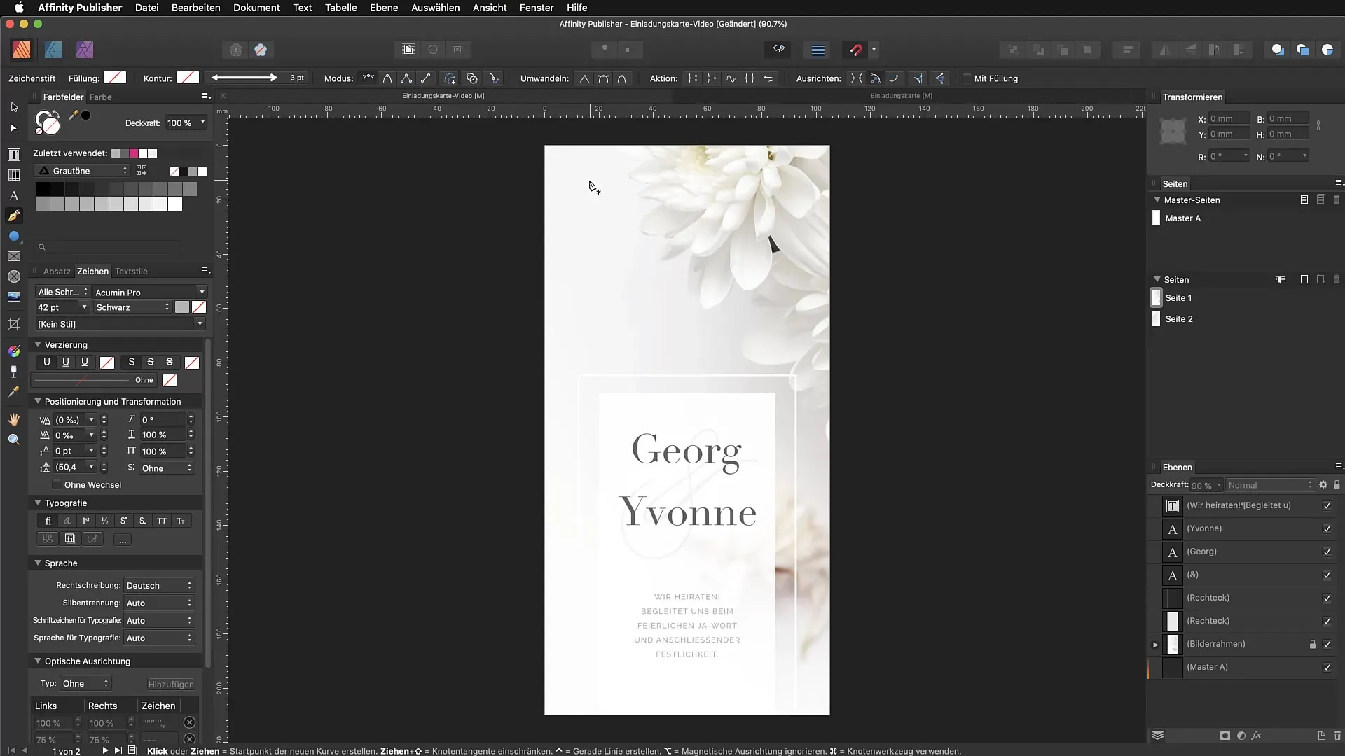 Precise urval och navigering i Affinity Publisher Noggrann val och navigering i Affinity Publisher