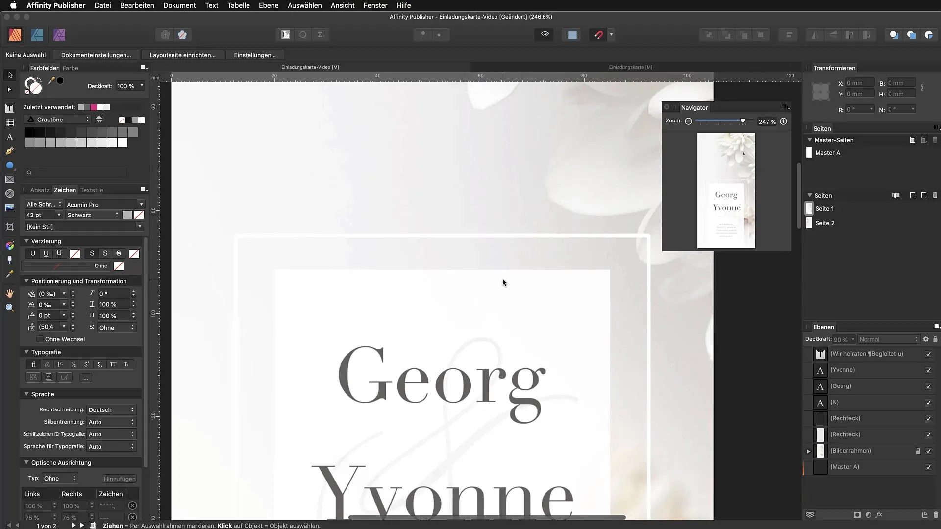 Precise urval och navigering i Affinity Publisher Precise urval och navigering i Affinity Publisher