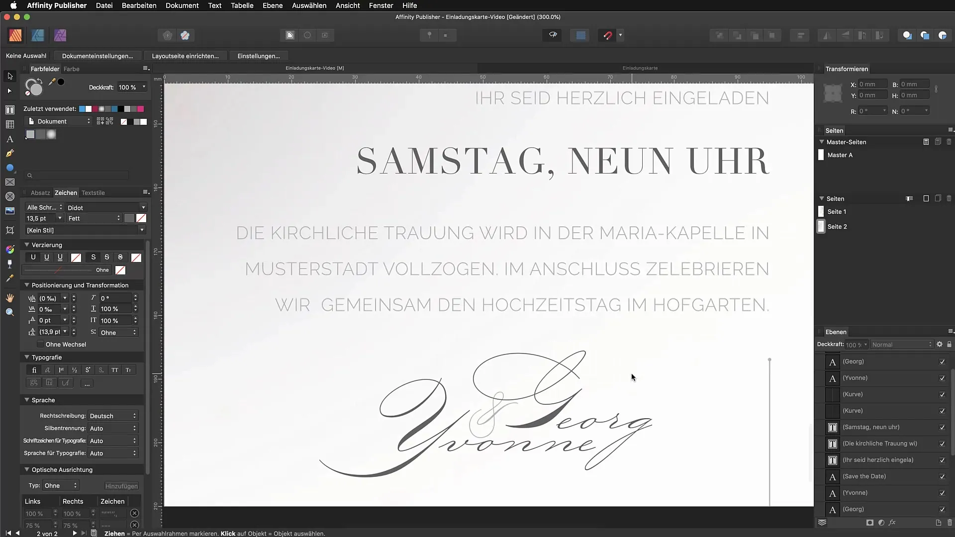 Använda glypher effektivt i Affinity Publisher Effektiv använda glyfer i Affinity Publisher